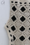 SWAYING/KNIT Embroidered Crochet Vest with Bandeau White/Black SW22SST57